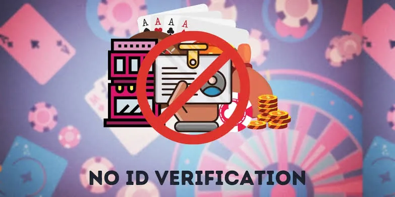 No ID verification casino – crossed-out ID card next to pokie reels and chips